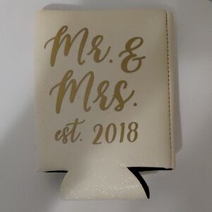 Cream and Gold Mr. & Mrs. Can Cooler